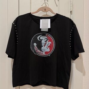 Florida State Seminoles Gameday Couture Black T-Shirt Sz L With Studs On Sleeves